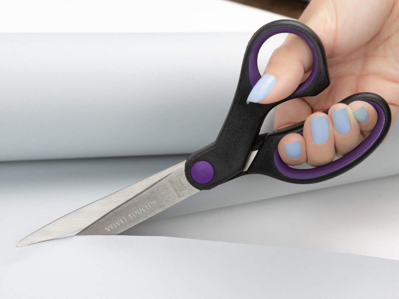 Hygloss-Armada Art Velvet Touch Scissors - Great for Arts and Crafts - Pointed Tip Blades - Reusable Vinyl Bag for Safe Storage - 8 Inches - Black and Purple - 1 Pair - Image 4